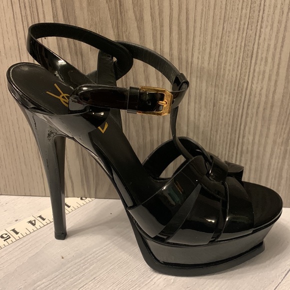 YSL Tribute Patent Leather Platform Sandal - Picture 2 of 11